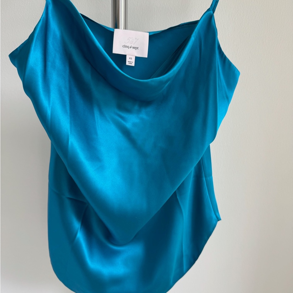Cinq a Sept Asymmetrical Blue Camisole Top